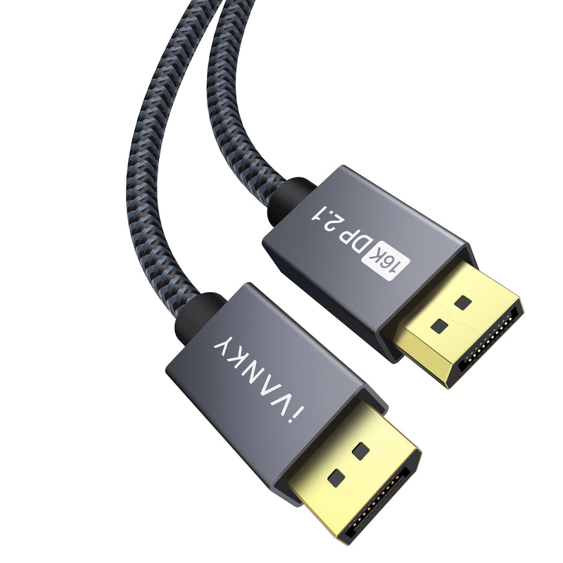 IVANKY 80Gbps Displayport Cable 2.1, 16K DP Cord [16K@60Hz,8K@120Hz,4K@240Hz], Display Port 2.1 Cable Support HDR10, HDCP, DSC 1.2a, for 5090,7900Graphics/PC/TV/Gaming Monitor, 6.6FT