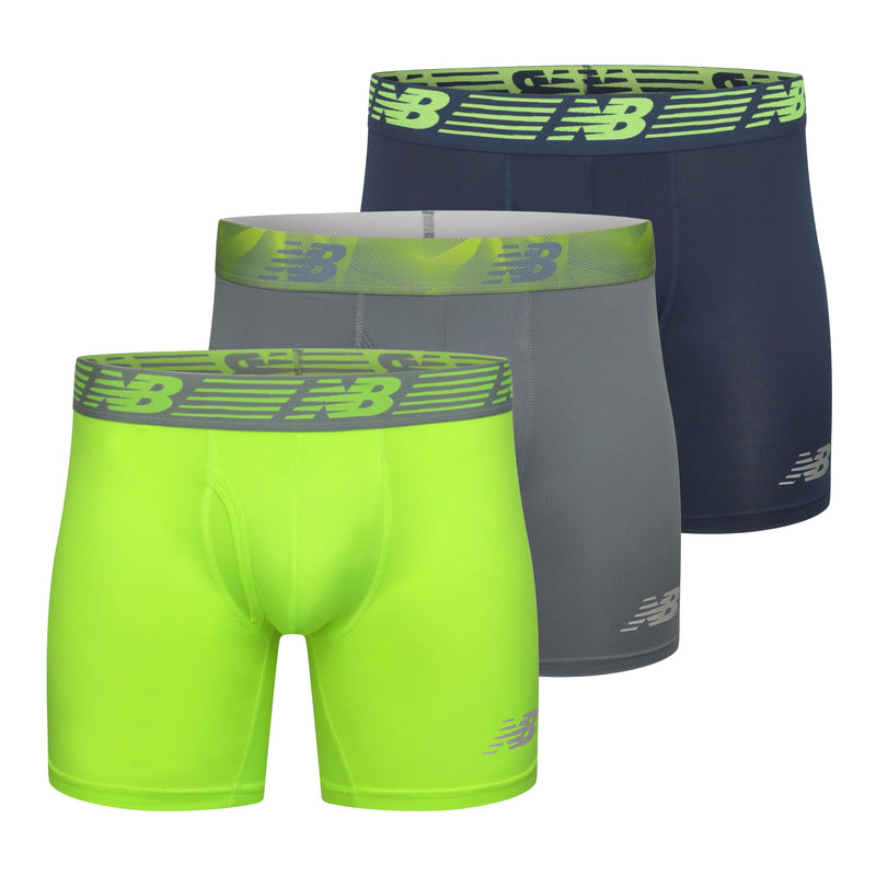 New Balance Men's Performance Boxer Briefs with Fly, Breathable Stretch Underwear, Moisture Wicking, Soft Waistband (3 Pack)-99