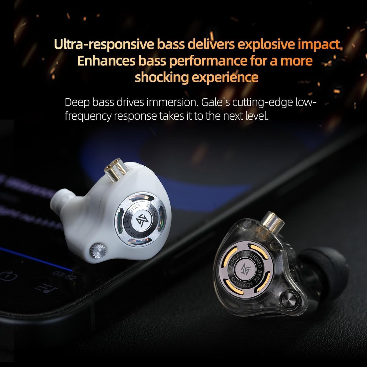KZ Gale Wired Earbuds with Microphone, HiFi Deep Bass Comfort-Fit Ear Buds for Gaming, Super-Linear Driver IEM for Gaming, Compatible for PC, PS5, PS4, Nintendo, Switch, Steam Deck (3.5, White)