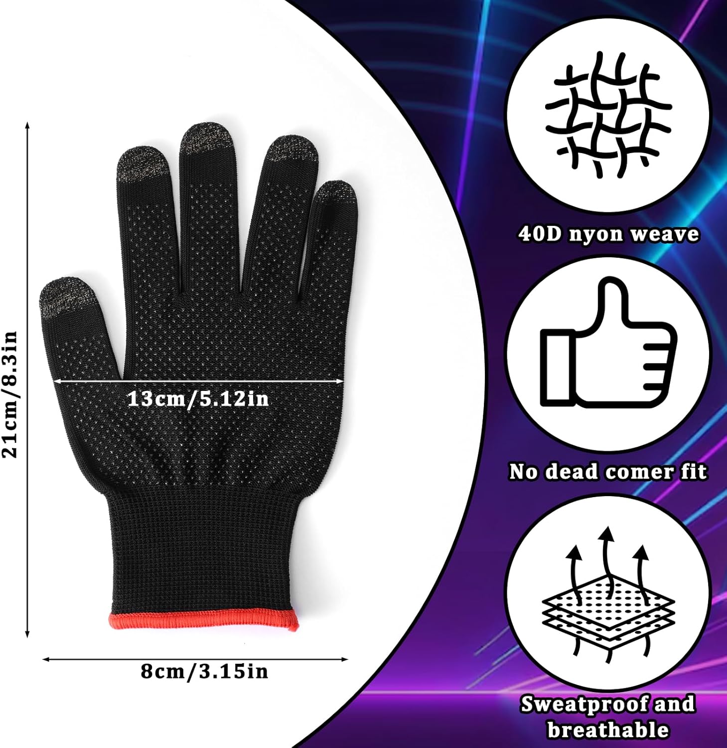Anti-Sweat Breathable Mobile Finger Sleeve, Mobile Game Gloves, Ultra-Thin Mobile Gaming Gloves for Sweaty Hands, Cold Hands, High-Ranking Players Mobile Game Streamer