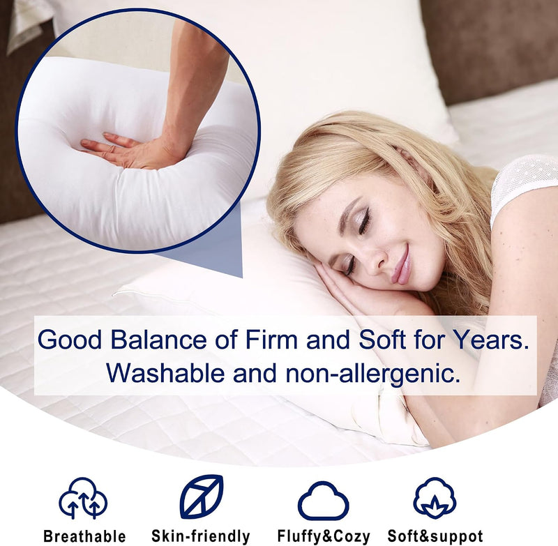HITO 12x20 Pillow Inserts (Set of 2)- 100% Cotton Covering Down Alternative Throw Pillows White for Couch Bed Sofa