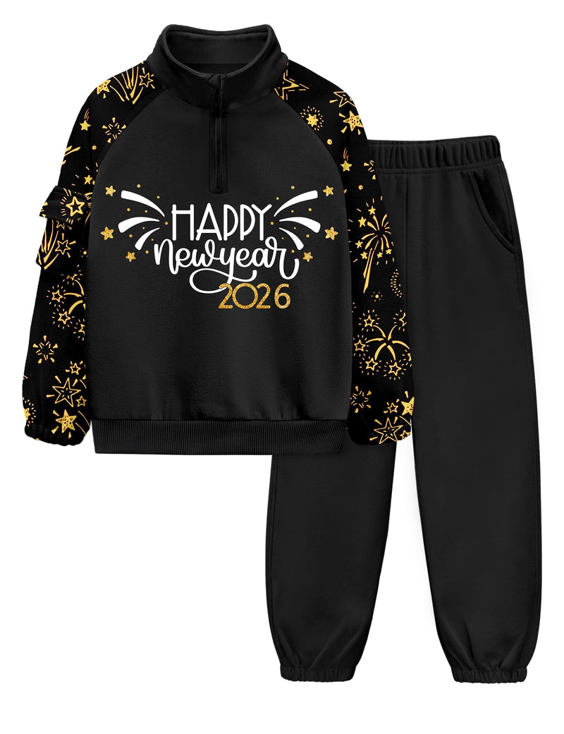 ADIRUN Boys Clothes Quarter Zip Long Sleeve with Pocket Sweatshirt Pants 2Pcs Color Block Fall Winter Outfits Set 6-12T