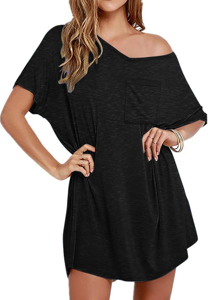 Ekouaer Womens Tshirt Nightgown Cotton V Neck Sleepshirts Comfy Casual Nightshirt for Women-54