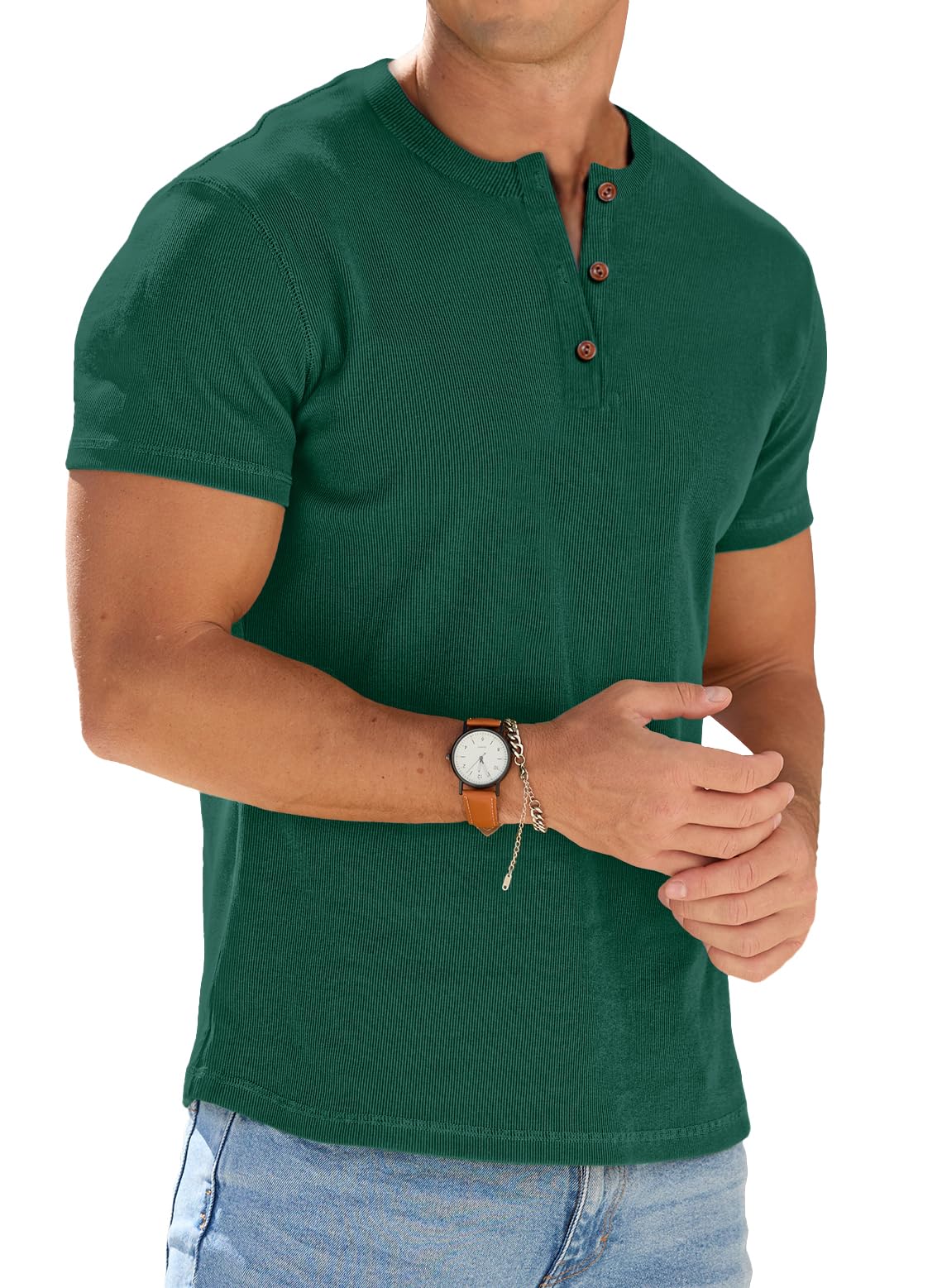 Sailwind Mens Muscle Henley Shirts Lightweight Workout T-Shirt Gym Tee Athletic Short Sleeve with Button