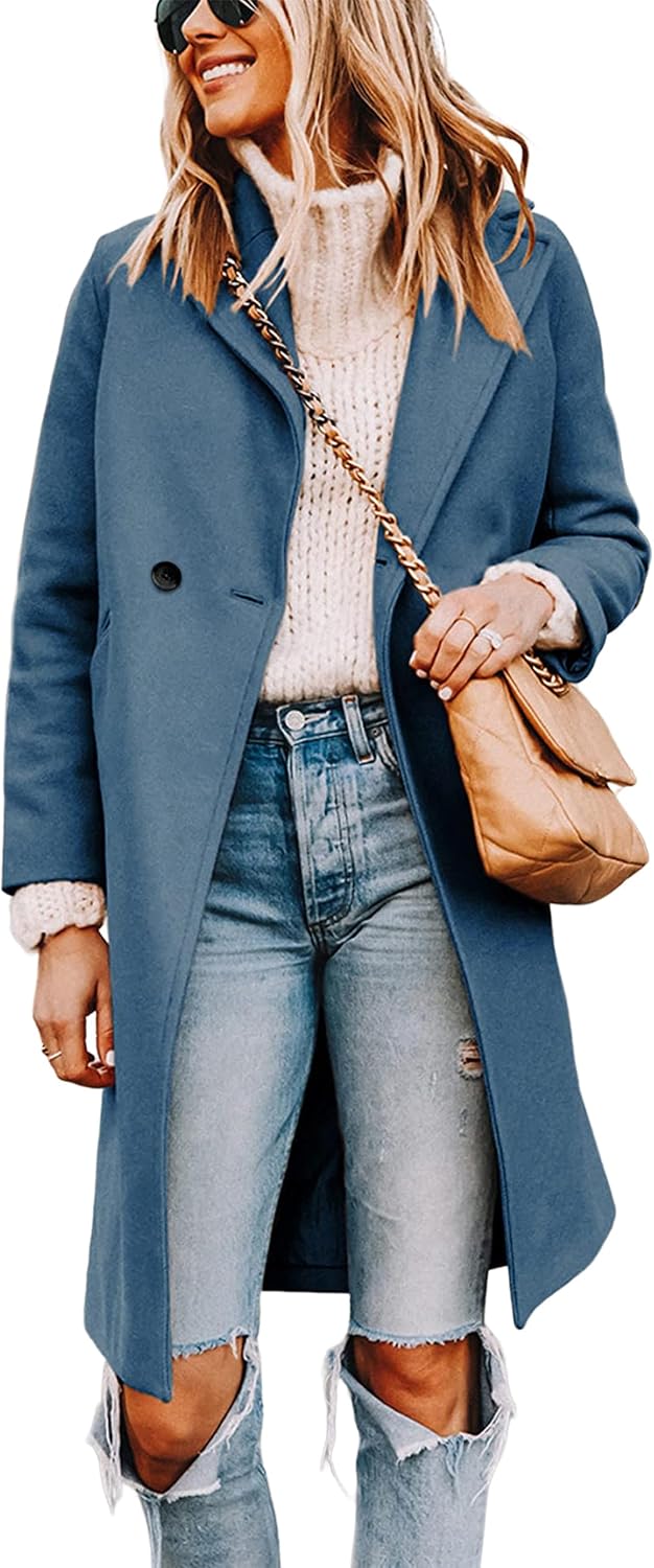 Tanming Women's Wool Pea Coats Long Trench Coats Jackets