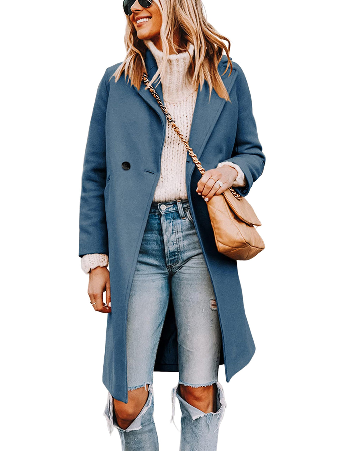 Tanming Women's Wool Pea Coats Long Trench Coats Jackets