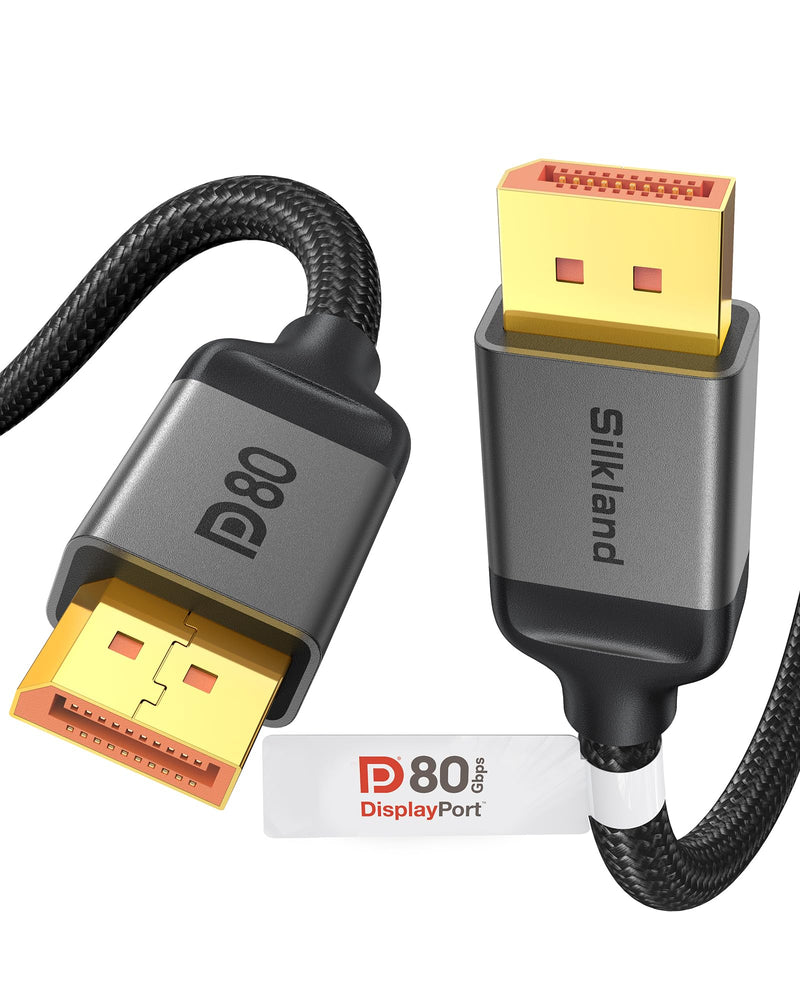 Silkland 80Gbps DisplayPort Cable 2.1 6.6FT/2M [VESA Certified], [8K@240Hz, 4K@540Hz 360Hz 240Hz] DP 2.1 Cable 16K, DP80 HDR DSC Display Port Cord Compatible FreeSync Gaming Monitor 5090 9070XT,S1334