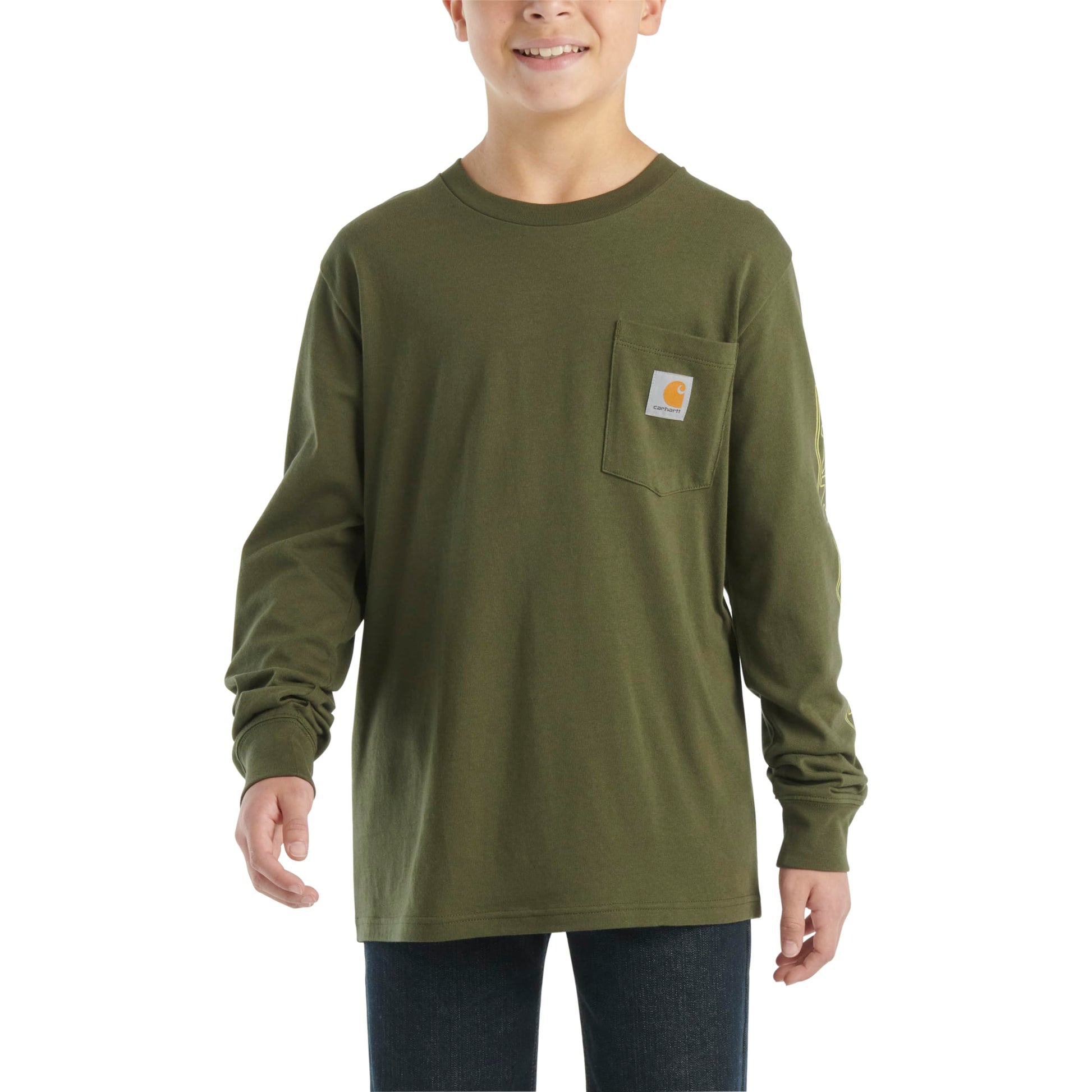 Carhartt Boys' Long-Sleeve Logo Sleeve Pocket T-Shirt