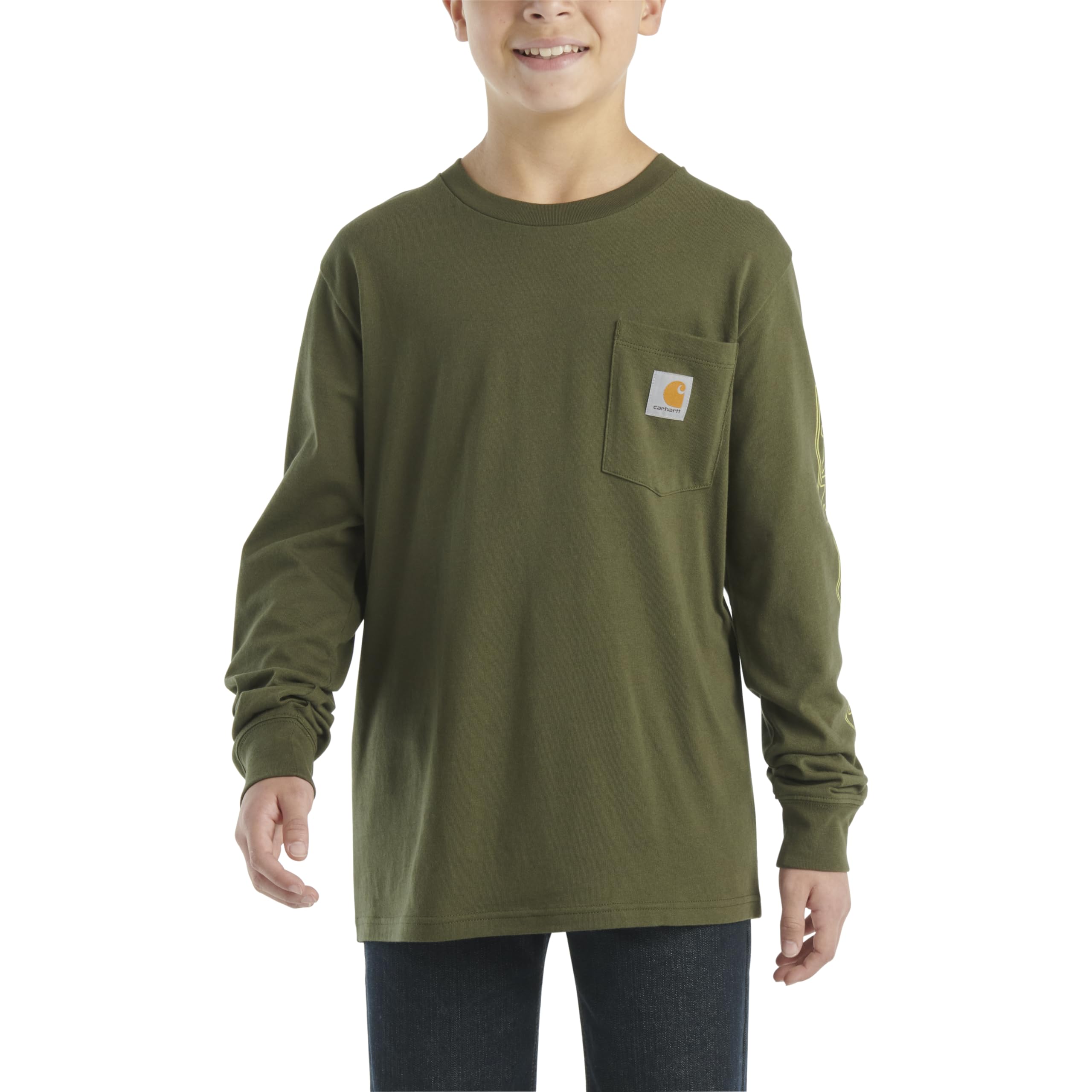 Carhartt Boys' Long-Sleeve Logo Sleeve Pocket T-Shirt