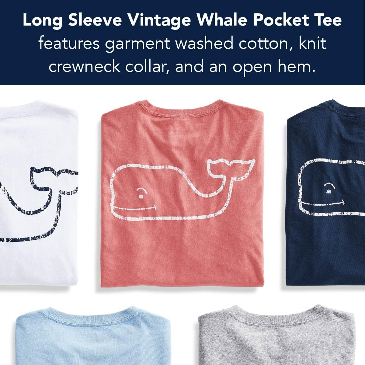 vineyard vines Boys Long Sleeve Vintage Whale Pocket T-Shirt