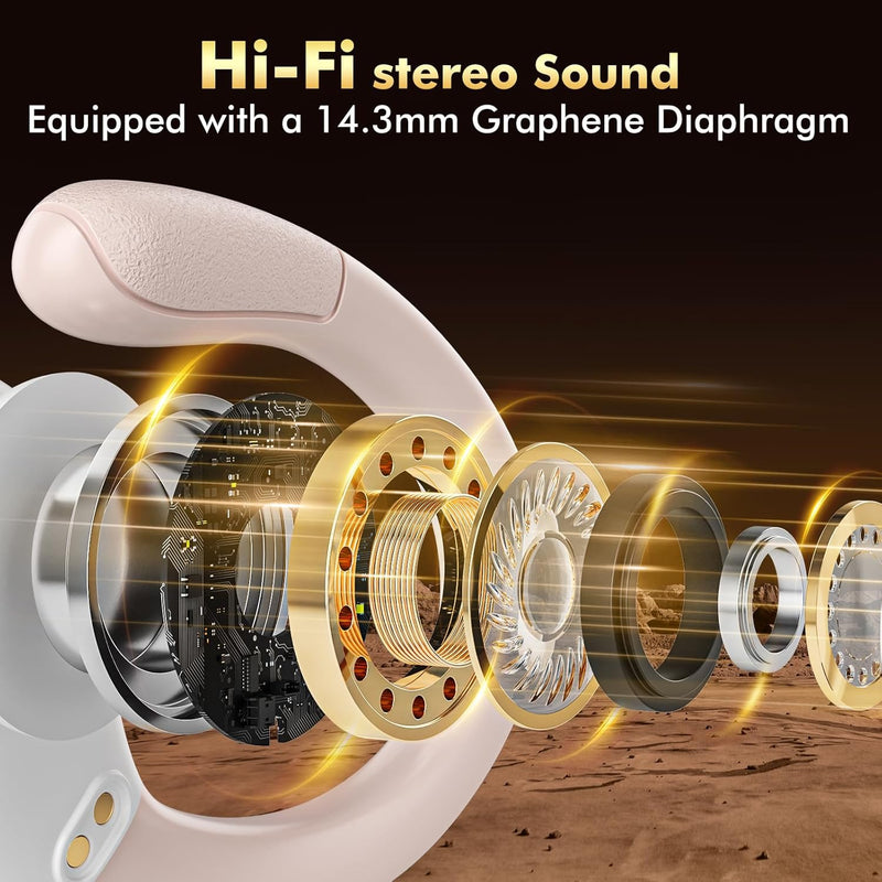 Wireless Earbuds, Sports Bluetooth Headphones, 80Hrs Playtime Ear Buds with LED Power Display, Noise Canceling Headset, IPX7 Waterproof Earphones for Workout/Running（Rose Gold）