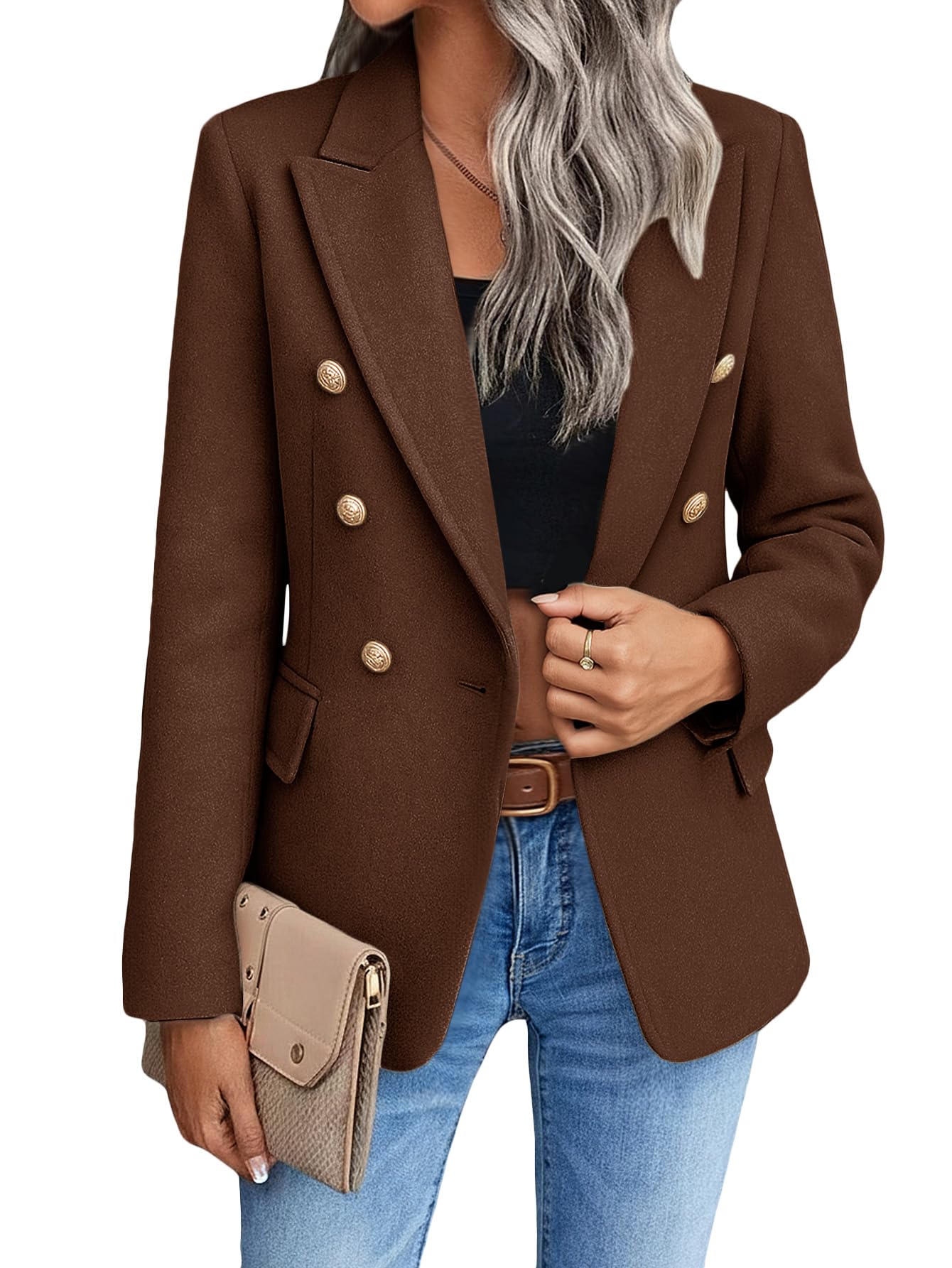 Mina Self 2026 Winter Women's Tweed Wool Blazer Jacket - Plaid Warm Fully Lined Fashion Business Casual Elegant Coat Pockets-23