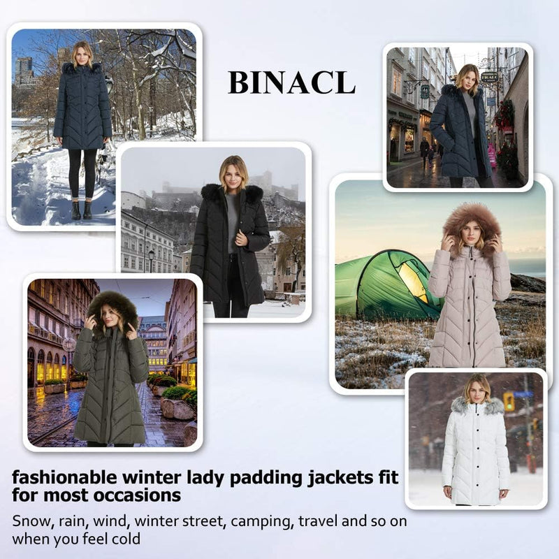 BINACL Women's Winter Warm Thicken Long Outwear Pockets Coat Parka Jacket XS-3XL-51