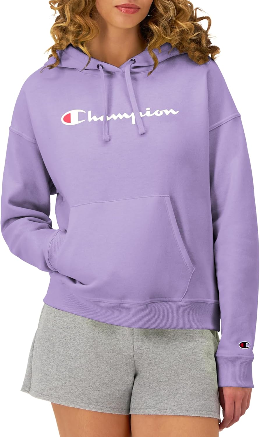Champion Women’s Pullover Fleece Hoodie, Loose Fit, Midweight, Script Logo-40
