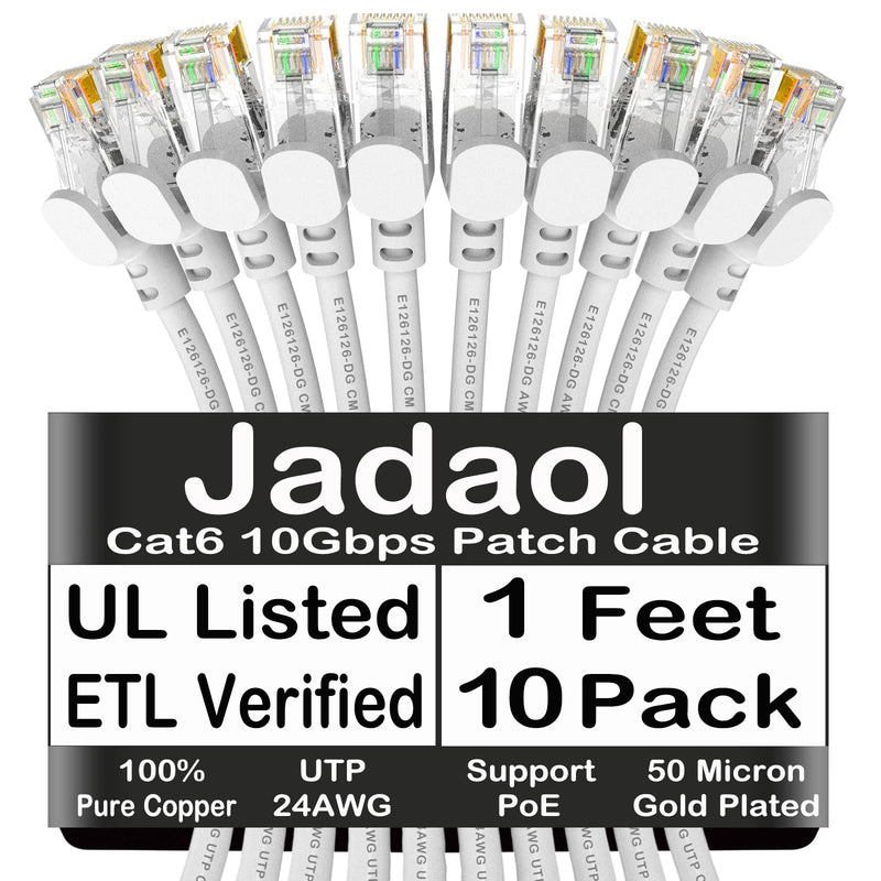 Jadaol Cat 6 Ethernet Cable 50 ft, 10Gbps Support Cat8 Cat7 Network, Flat RJ45 LAN Patch Cable, High-Speed Wired Internet Cable for Router, Modem, Switch, Gaming Consoles, PC, Streaming Devices, White