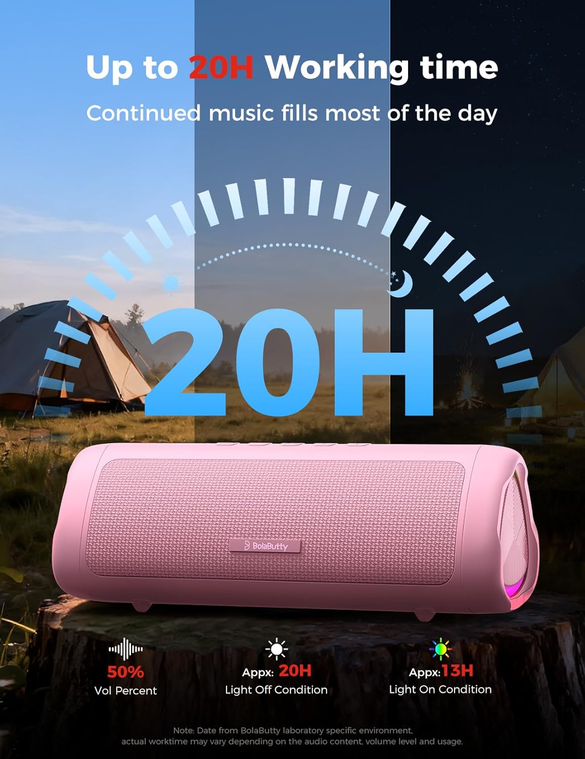 Bluetooth Speaker with HD Sound, Portable Wireless, IPX5 Waterproof, Up to 20H Playtime, TWS Pairing, BT5.3, for Home/Party/Outdoor/Beach, Electronic Gadgets, Birthday Gift (Pink)