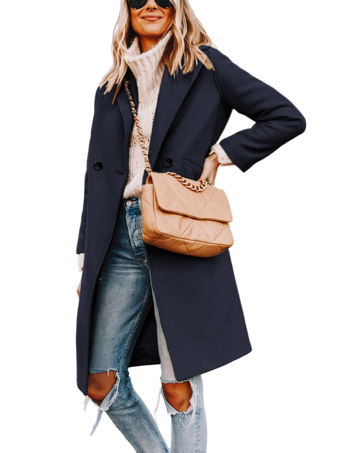 Tanming Women's Wool Pea Coats Long Trench Coats Jackets
