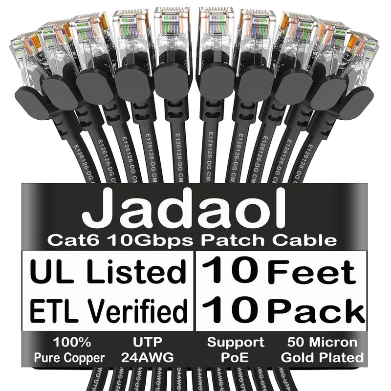 Jadaol Cat 6 Ethernet Cable 50 ft, 10Gbps Support Cat8 Cat7 Network, Flat RJ45 LAN Patch Cable, High-Speed Wired Internet Cable for Router, Modem, Switch, Gaming Consoles, PC, Streaming Devices, White