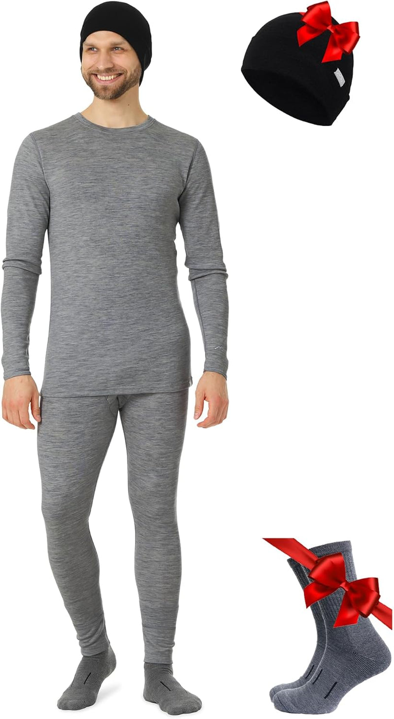 Merino.tech Merino Wool Base Layer Mens Set - Heavyweight, Midweight, Lite Merino Wool Thermal Underwear For Men Top, Bottom-51