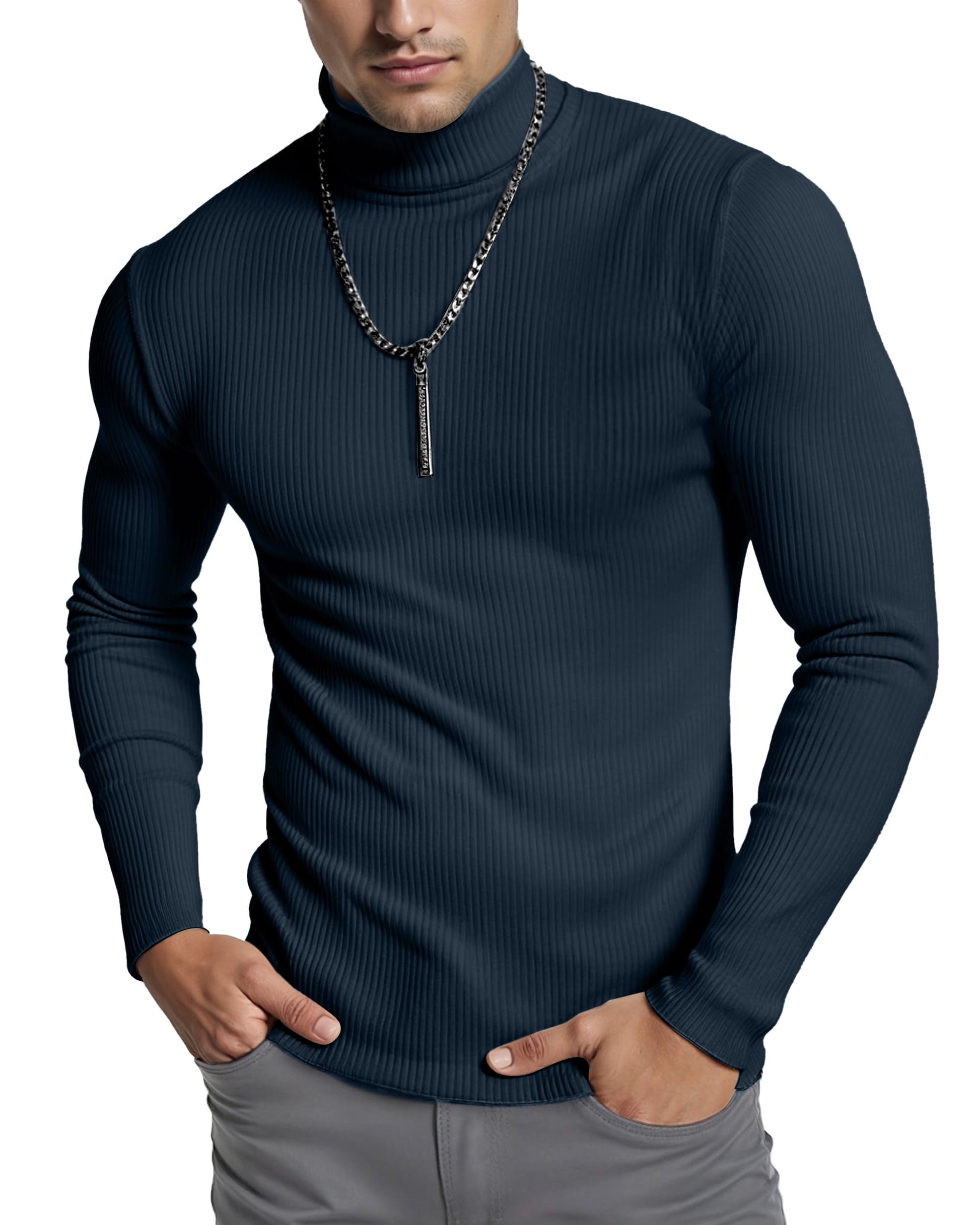 NY Threads Men's Ribbed Turtleneck Slim Fit Pullover Casual Long Sleeves Basic Top-9