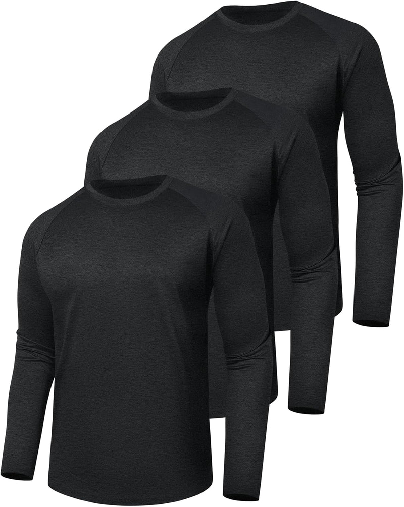 3 Pack Long Sleeve Shirts for Men - Quick Dry Moisture Wicking UV Sun Protection T-Shirts for Fishing Workout Athletic Gym-9