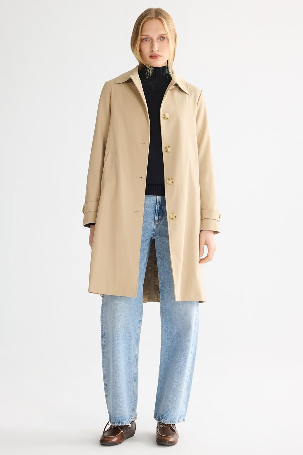 Orolay Women's Single Breasted Trench Coat Mid-Long Classic Lapel