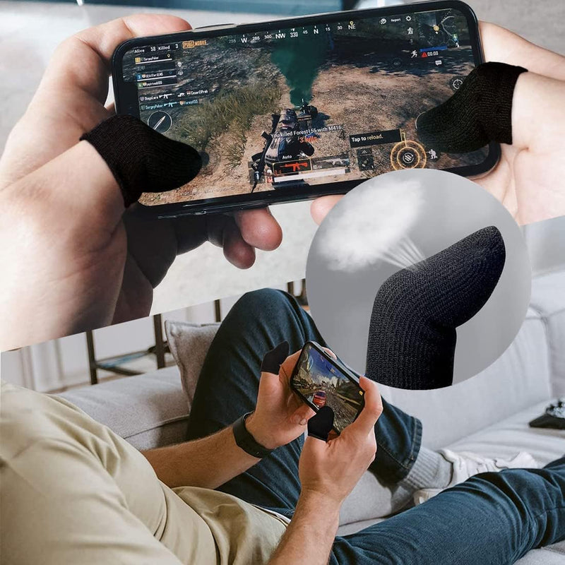 Gaming Gloves for Sweaty Hands - Rakizbe High-Sensitive Anti-Sweat Breathable Seamless Touch Screen Gloves with Thumb Finger Sleeves for iPad/Mobile Game Controller