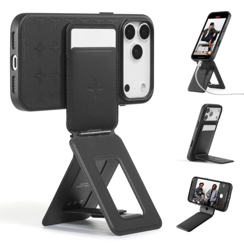MOFT Phone Tripod Stand Selfie Stick for iPhone, Multi-Angles iPhone Stand, Lightweight & Portable Phone Holder, Strong Magnets, MOVAS Vegan Leather, Travel Essentials, Seafoam (Without Card Slot)
