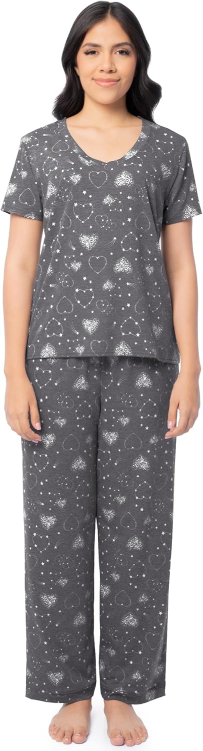 Fruit of the Loom womens Short Sleeve Tee and Pant 2 Piece Sleep Set-60