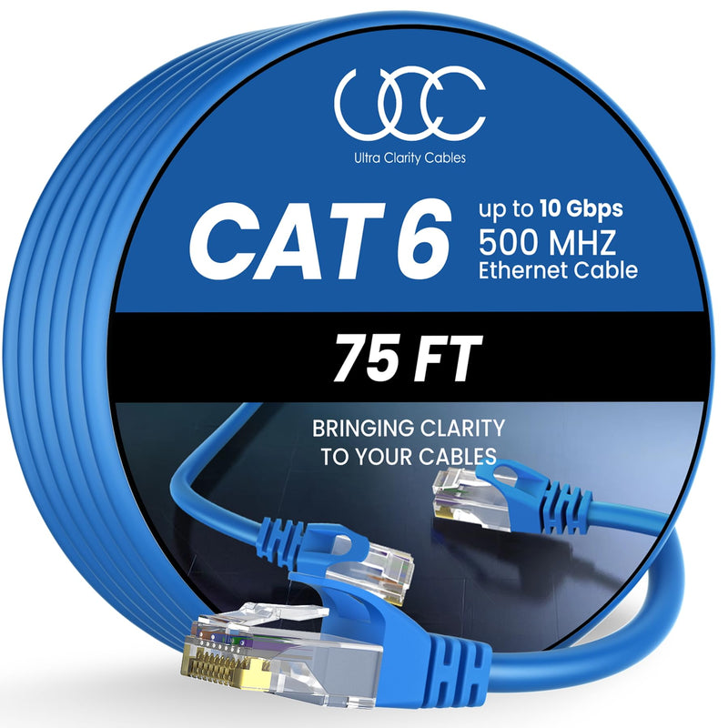 Ultra Clarity Cables Cat 6 Ethernet Cable 100 ft, Outdoor&Indoor 10Gbps Ethernet Cable, High Speed Cat6 Cable RJ45 LAN Internet Cable for Computer, Router, Modem, PS4/5, Xbox, Gaming - Black