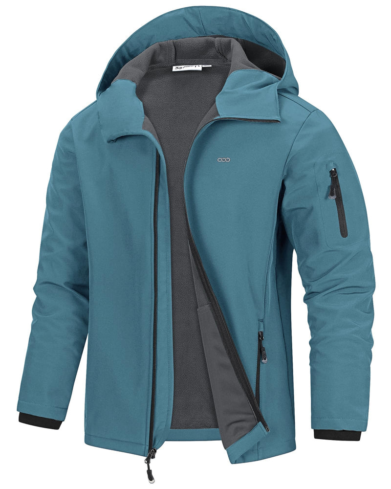 33,000ft Men's Hooded Softshell Jacket Waterproof Lightweight Insulated Windbreaker Fleece Lined Rain Shell Jacket-20