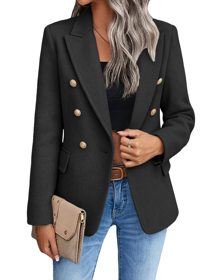 Mina Self 2026 Winter Women's Tweed Wool Blazer Jacket - Plaid Warm Fully Lined Fashion Business Casual Elegant Coat Pockets-37