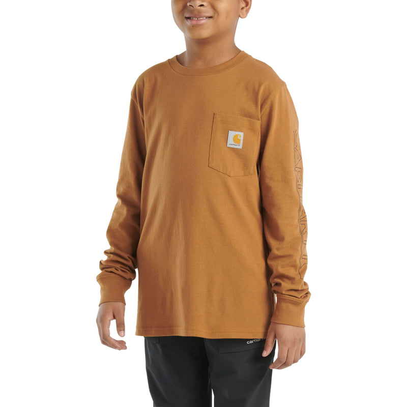 Carhartt Boys' Long-Sleeve Logo Sleeve Pocket T-Shirt