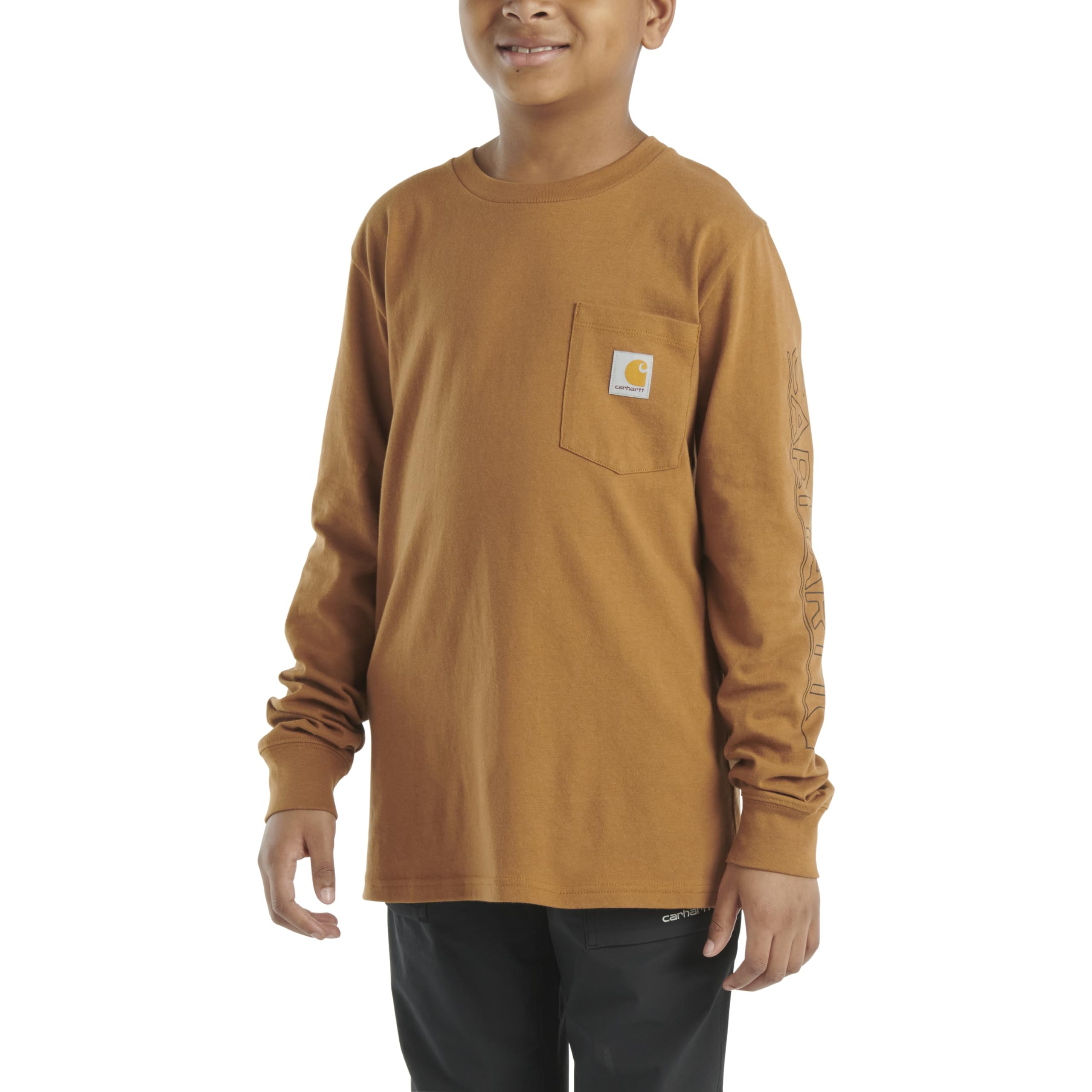 Carhartt Boys' Long-Sleeve Logo Sleeve Pocket T-Shirt