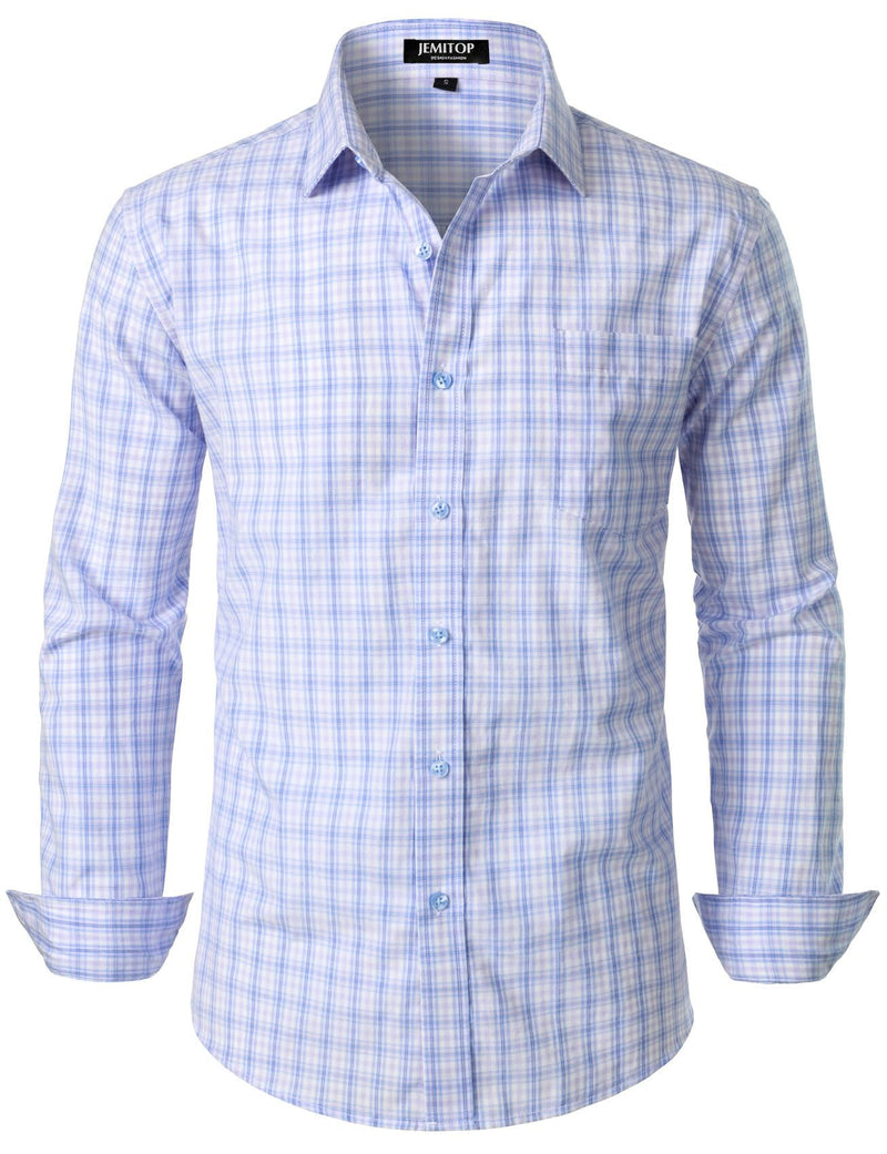 JEMITOP Men's Transitional Weather Slim Fit Long Sleeve Button Down Shirt Business Casual Dress Shirts with Pocket-93