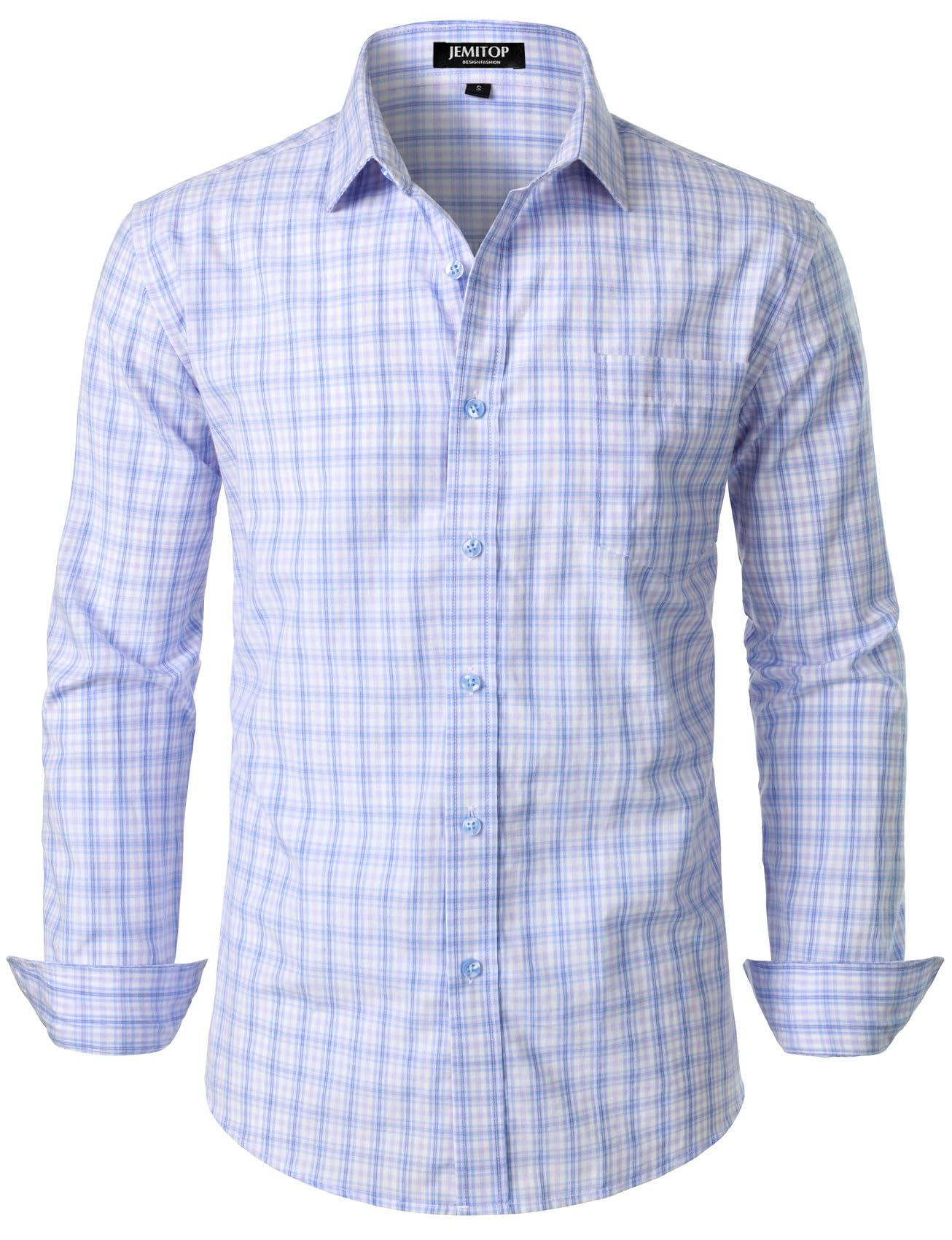 JEMITOP Men's Transitional Weather Slim Fit Long Sleeve Button Down Shirt Business Casual Dress Shirts with Pocket-69