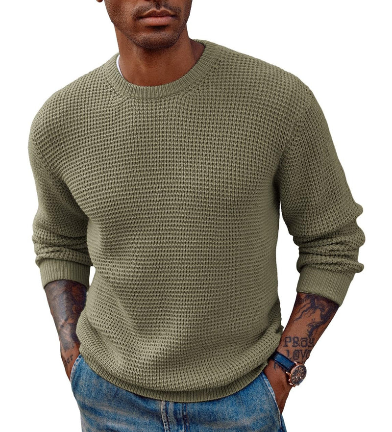 PJ PAUL JONES Mens Pullover Sweater Waffle Textured Long Sleeve Knitted Sweaters-11