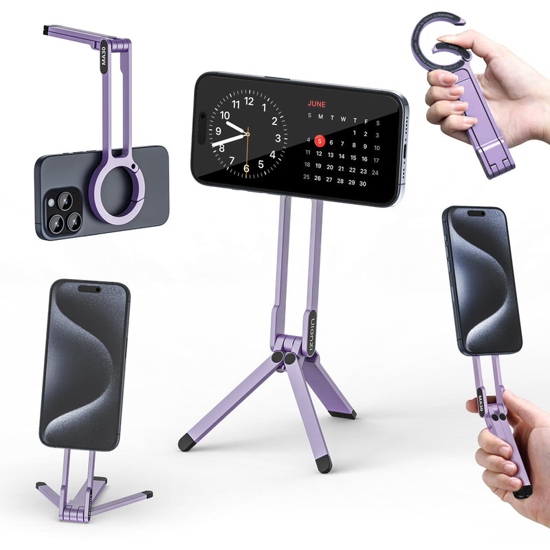 ULANZI MA30 Magnetic Phone Tripod Stand for iPhone - Aluminium Maglock Smartphone Mini Tripod Pocket Cell Phone Stand Strong Magnet Quick Mount Compatible with iPhone 17 16 15 14 13 12 Series, Black