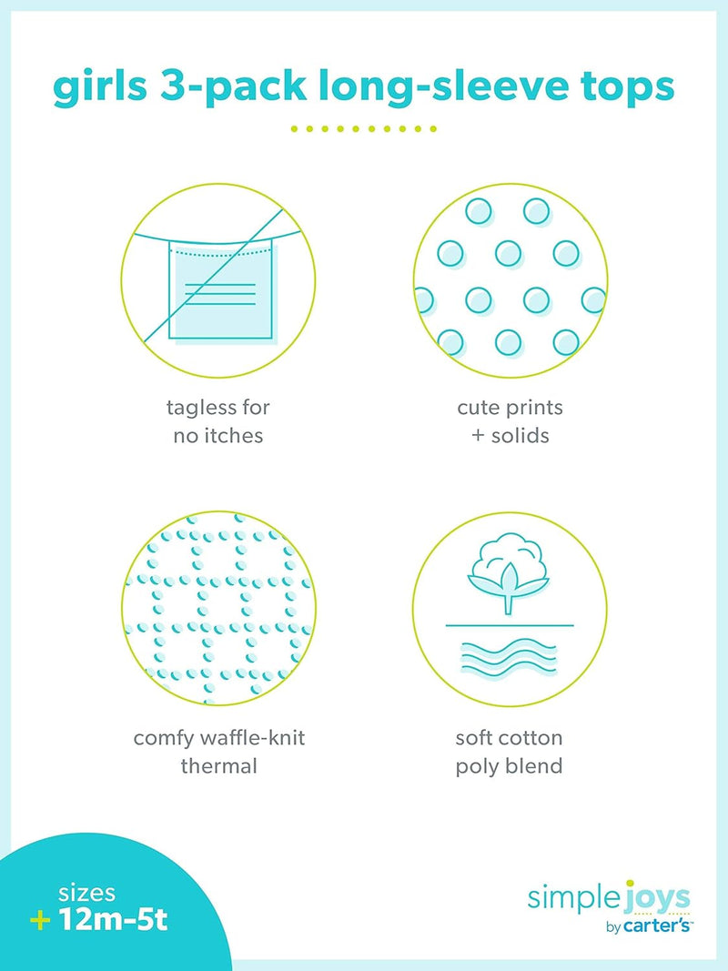 Simple Joys by Carter's Baby-Girls Long-Sleeve Shirts, Pack of 3