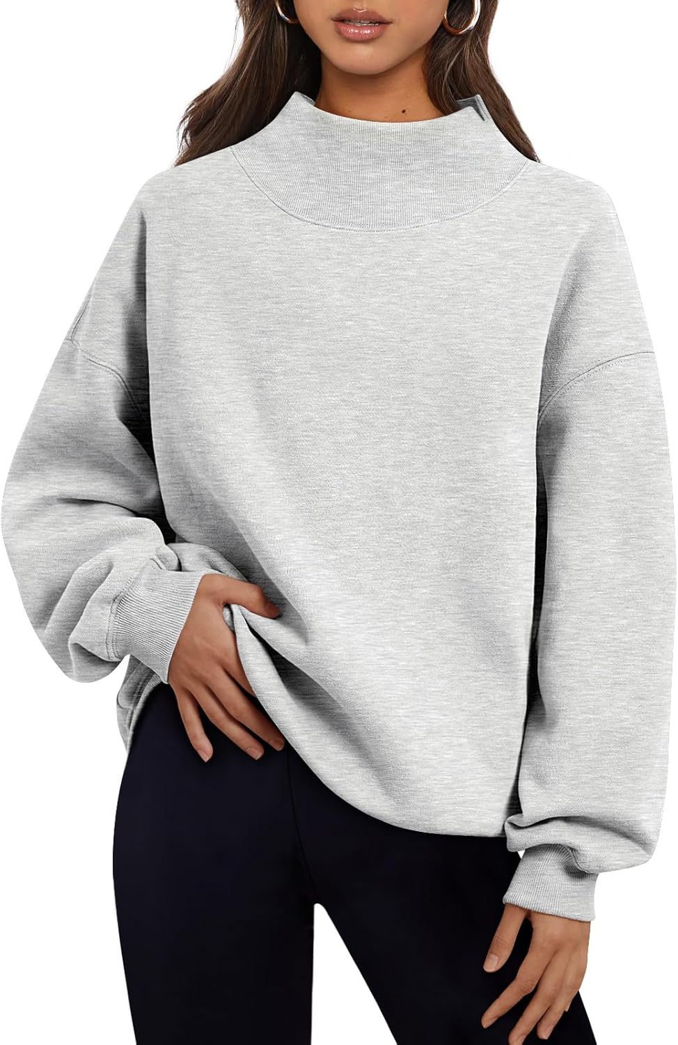 Trendy Queen Womens Oversized Sweatshirts Turtleneck Pullover Long Sleeve Hoodies Tops Fall Fashion Outfits 2026 Clothes-71