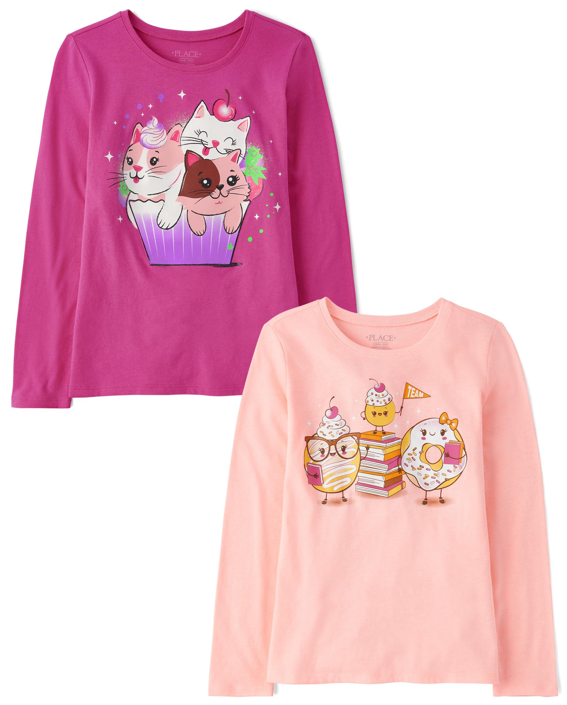 The Children's Place Girls Unicorns,Sports,Butterflies Long Sleeve Graphic T-Shirts,2 Pack