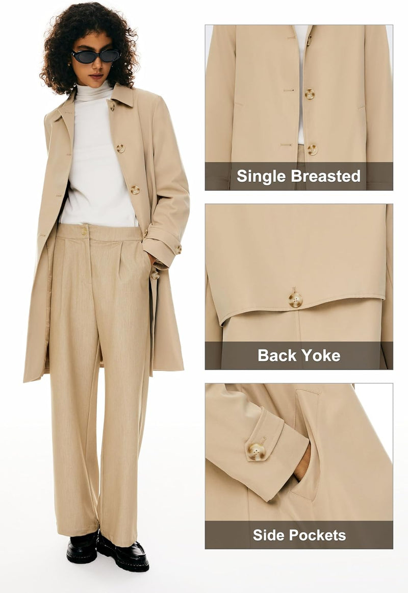 Orolay Women's Single Breasted Trench Coat Mid-Long Classic Lapel