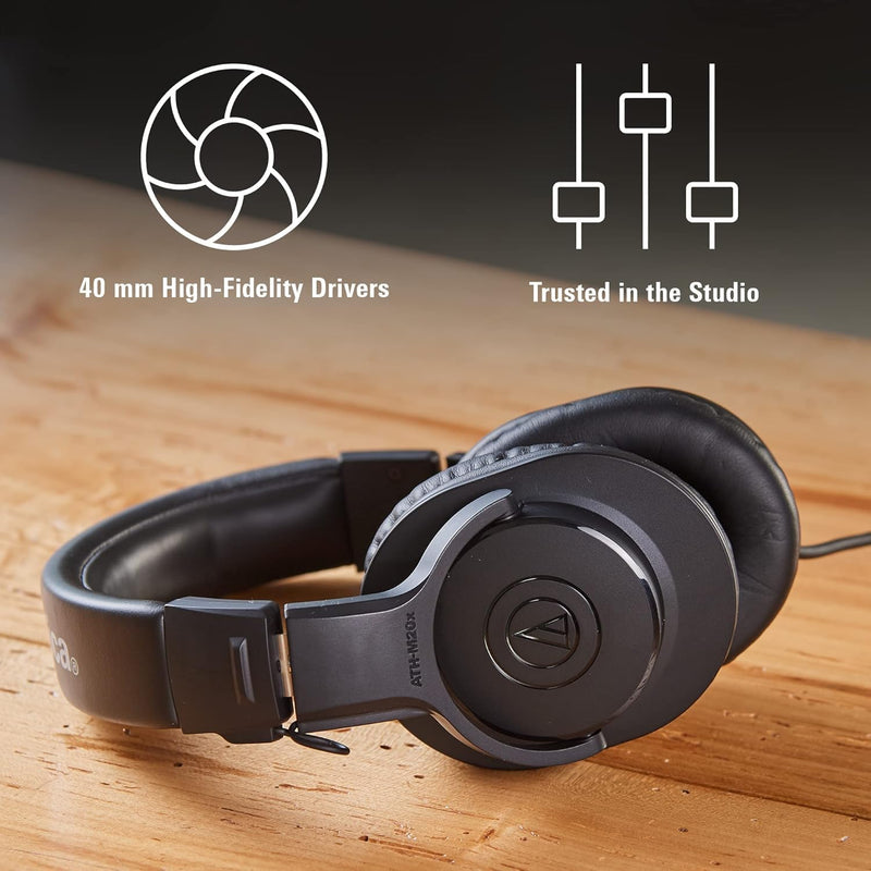 Audio-Technica ATH-M20x Professional Studio Monitor Headphones, Black