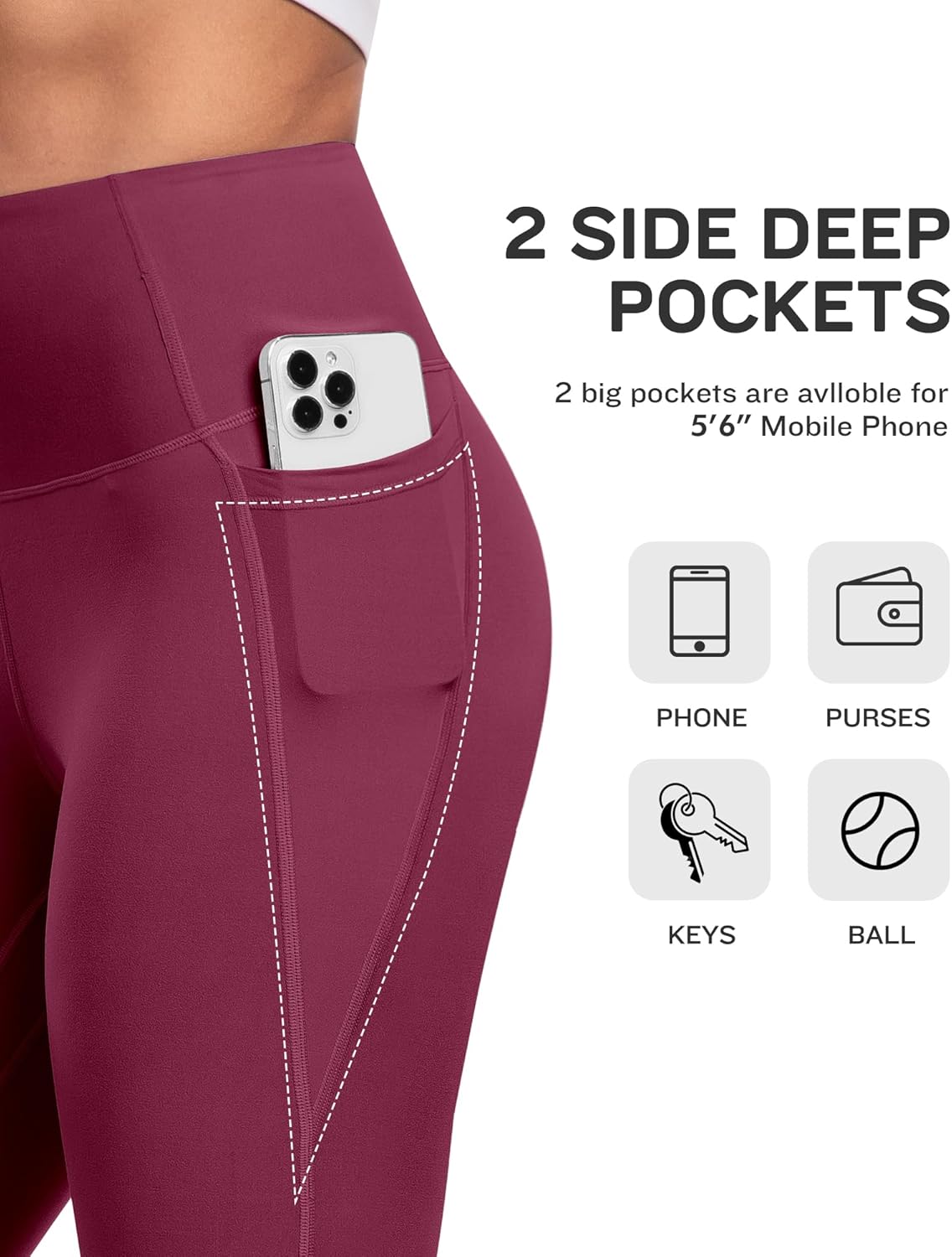 NORMOV 4 Packs Yoga Leggings with Pockets for Women, Soft High Waisted Tummy Control Workout Pants