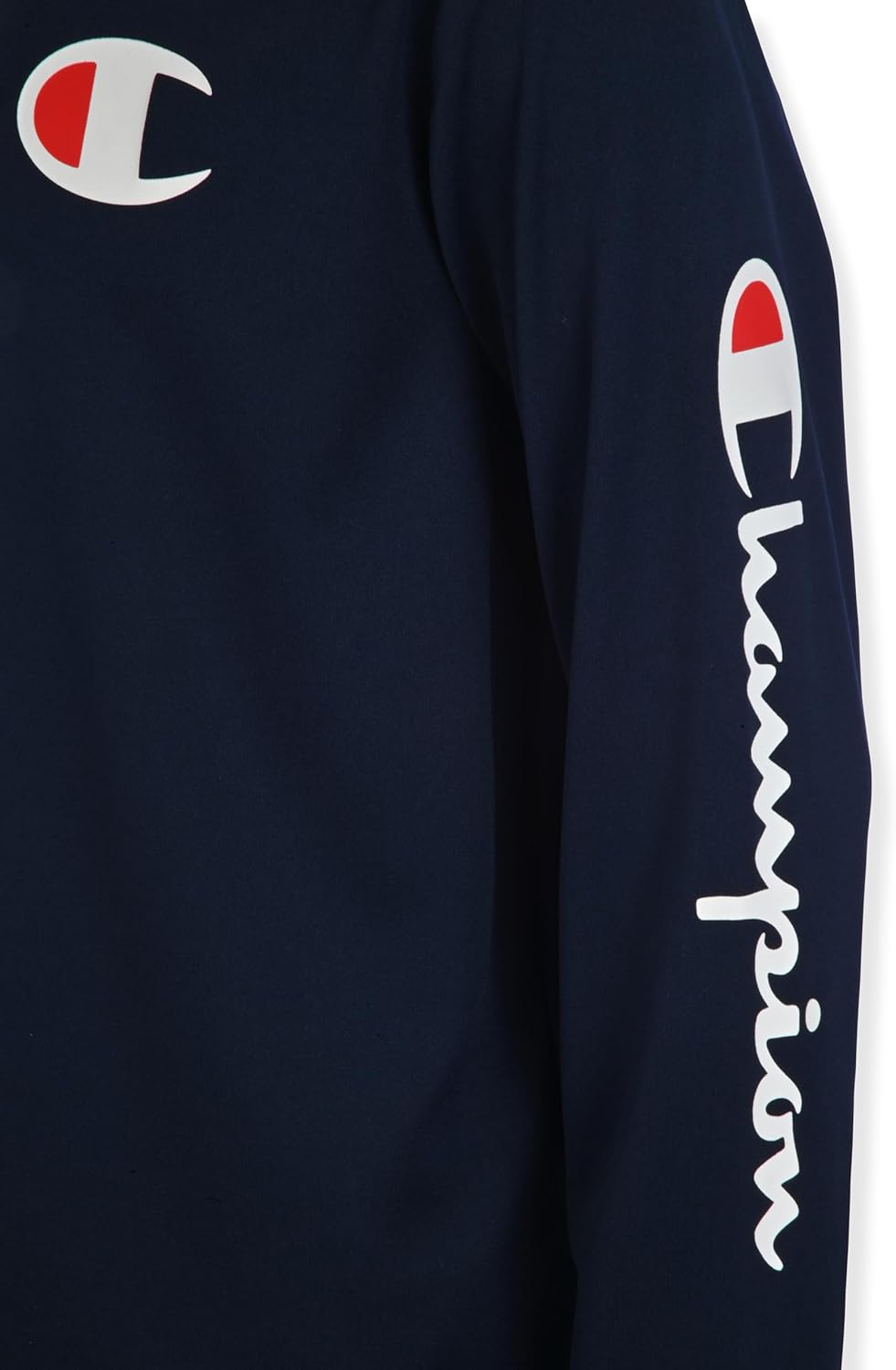 Champion Boys Long Sleeve Hooded Tee Shirt Lightweight Tech Fabric Athletic T-Shirt for Kids