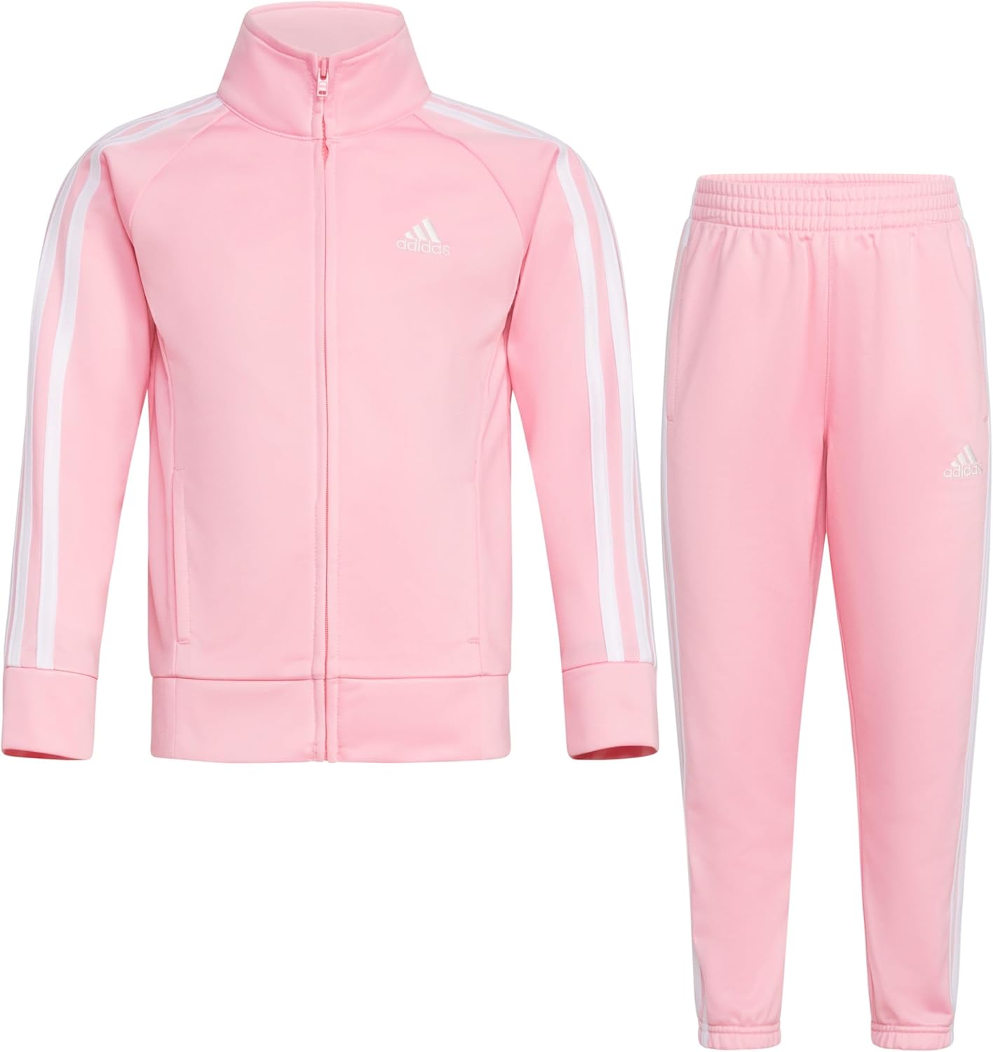 adidas Little Girl's Zip Front Classic Tricot Jacket and Joggers Set