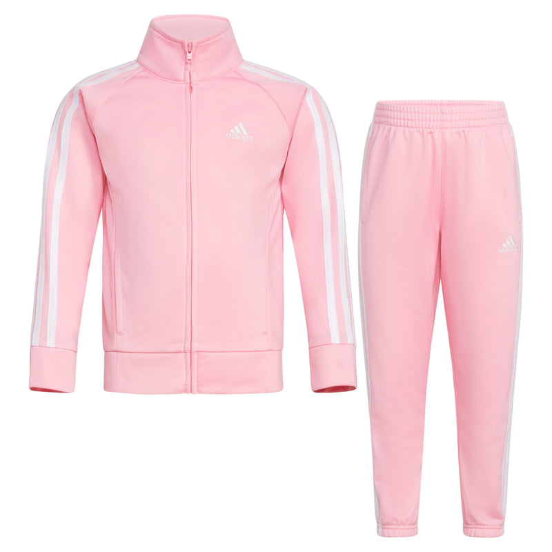 adidas Little Girl's Zip Front Classic Tricot Jacket and Joggers Set