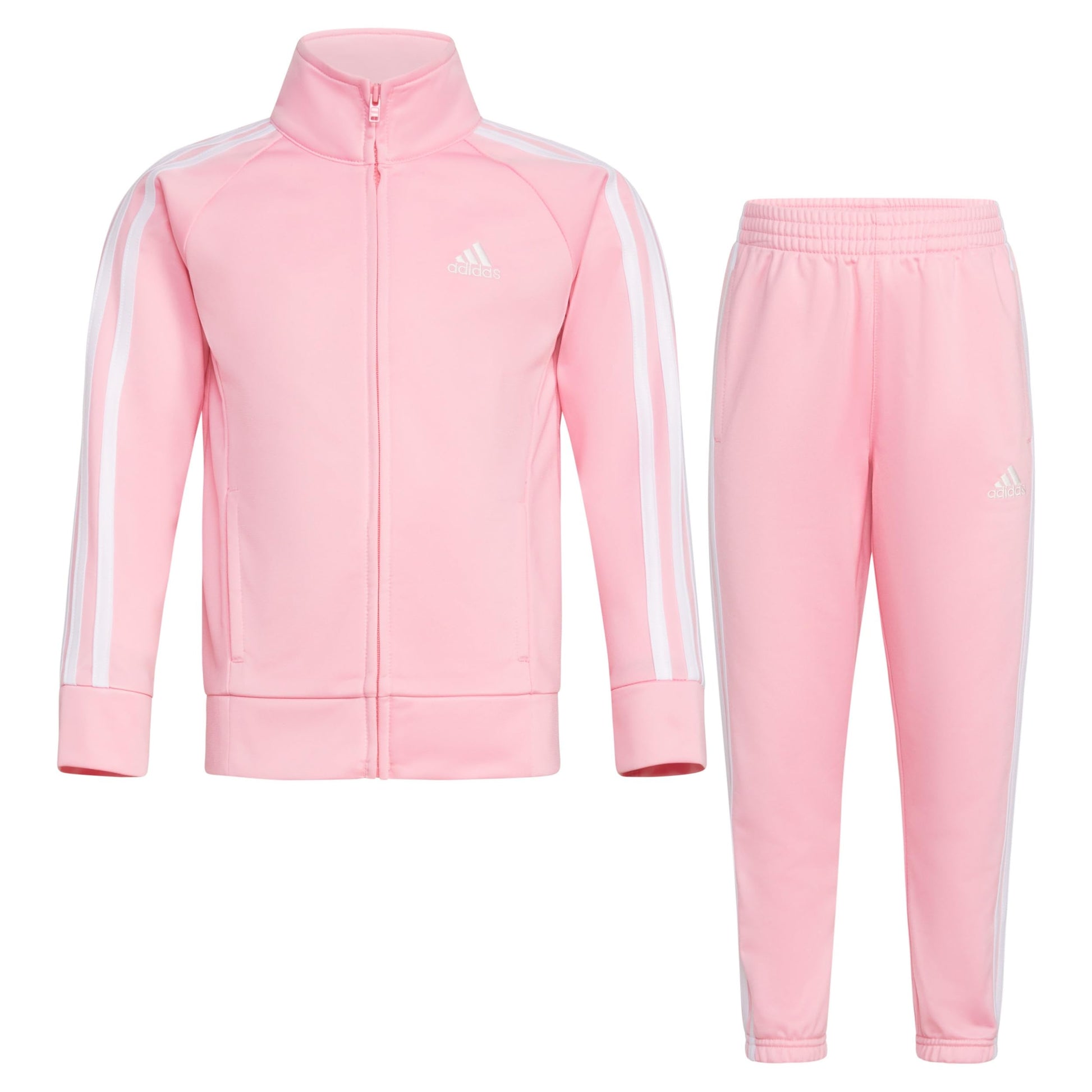 adidas Little Girl's Zip Front Classic Tricot Jacket and Joggers Set-19