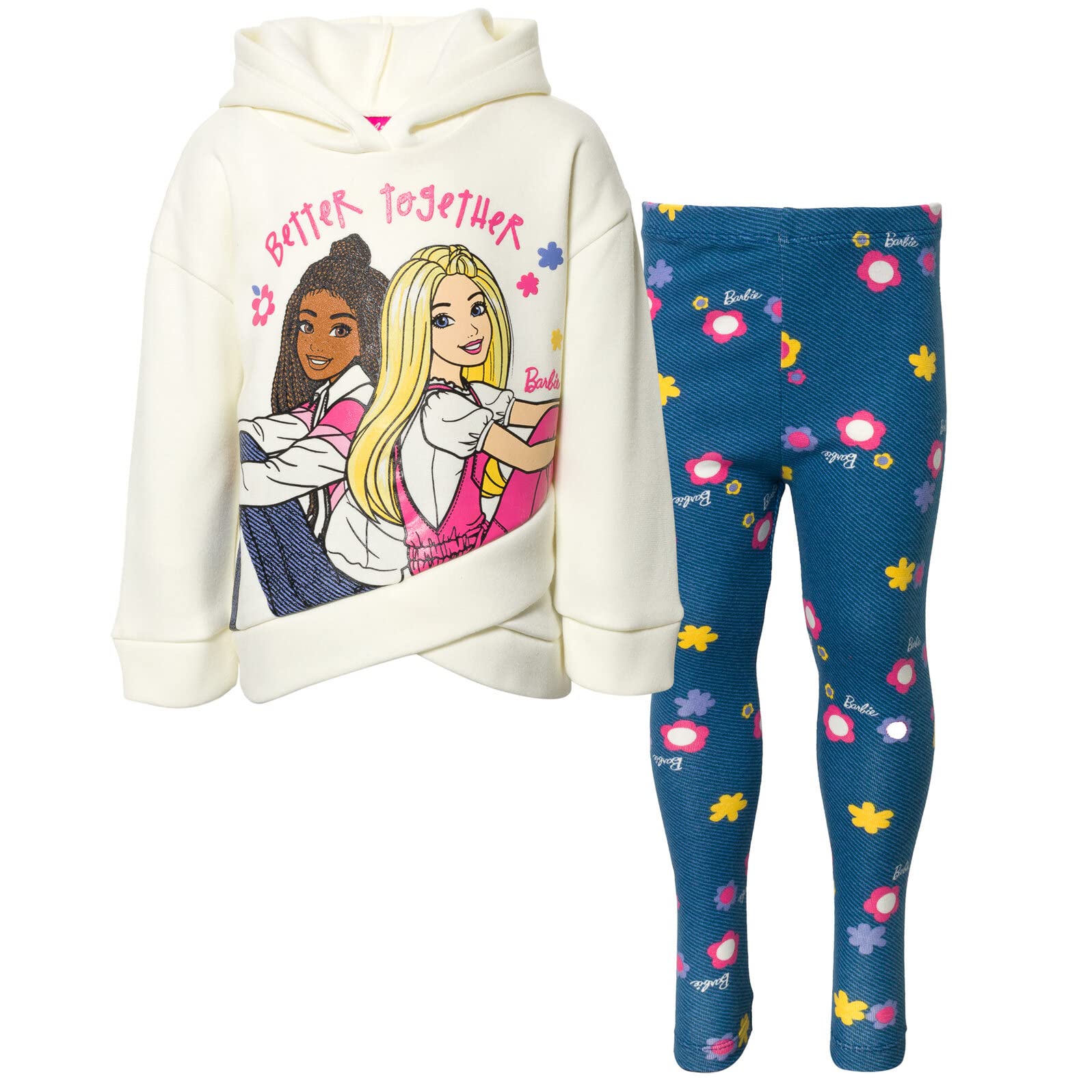 Barbie Girls Fleece Hoodie and Leggings Outfit Set Toddler to Big Kid Sizes (2T - 18-20)