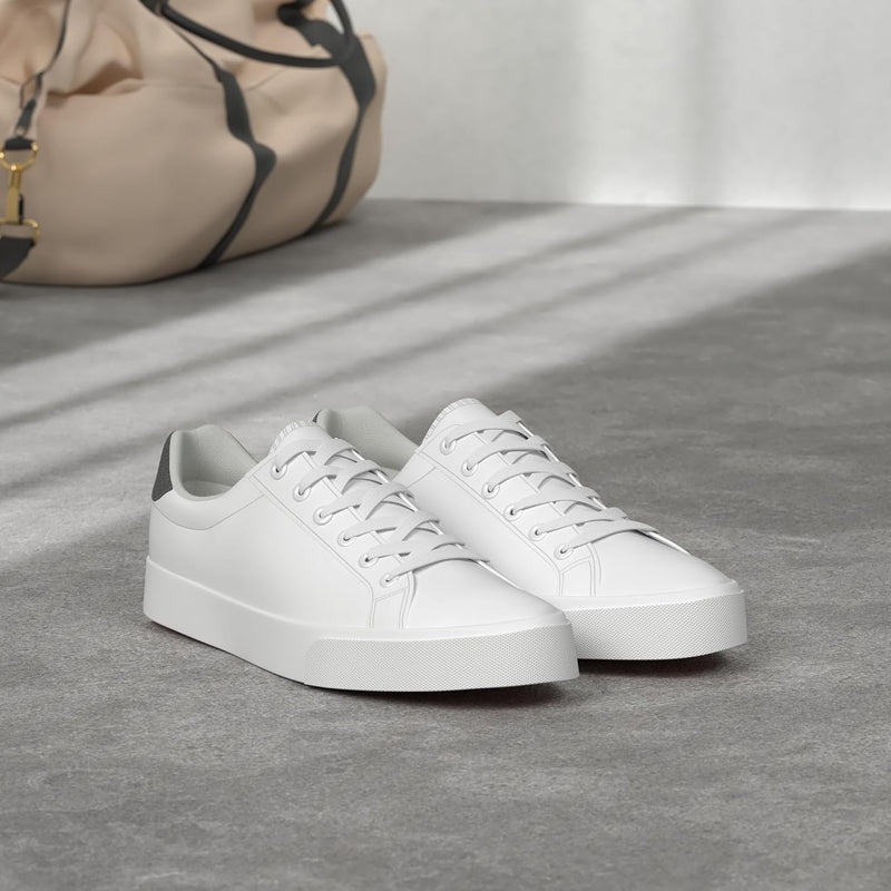 FRACORA Mens White Tennis Shoes PU Leather Sneakers for Men